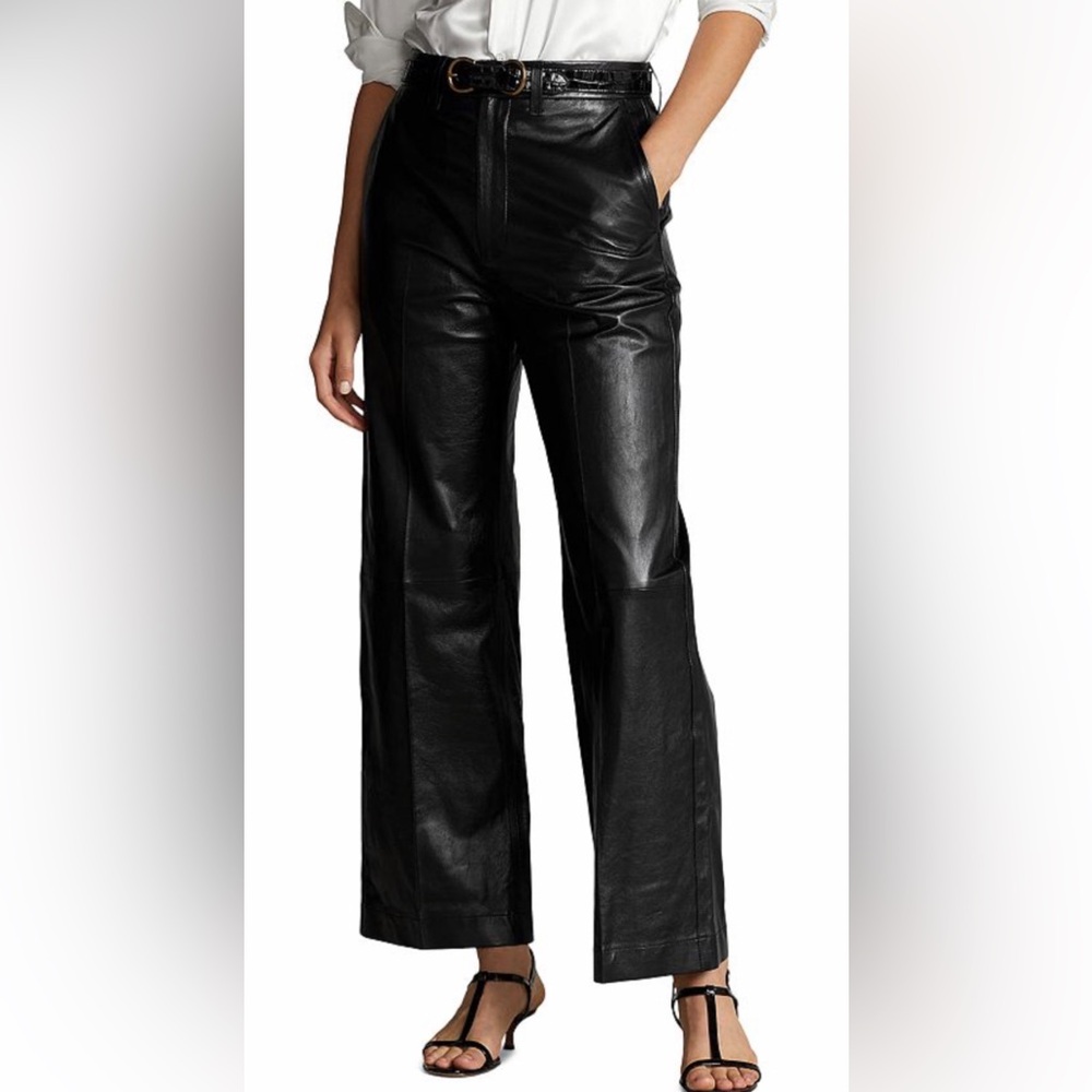 Ralph Lauren Vintage - Black Leather Flare Pants - Genuine Lamb - 4 fits like 2